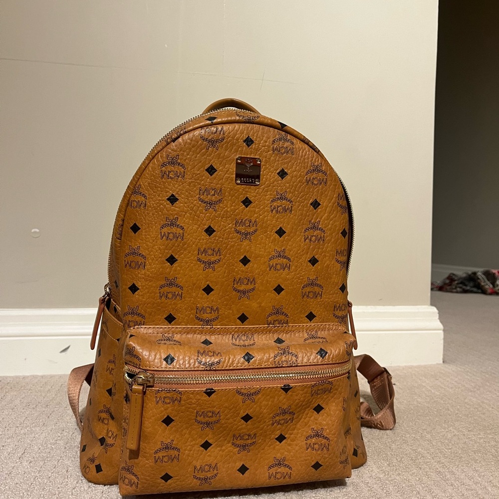 MCM Brown Backpack with Iconic Monogram Design
